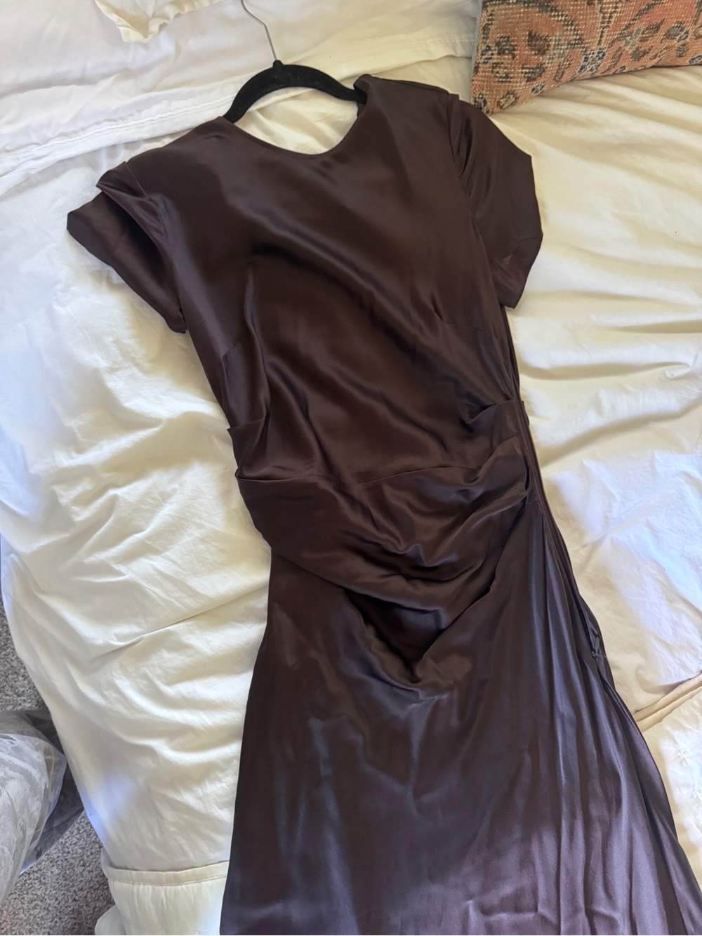 NWT Staud Marcel Silk Dress, earth, size 8 - Picture 3 of 5